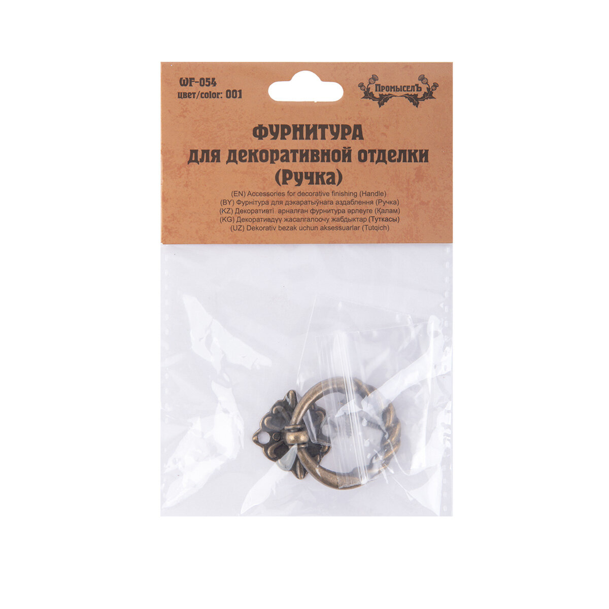 Промысел WF-054 Фурнитура для декоративной отделки ручка 2 x 4.1 см 1 шт. №01 бронза
