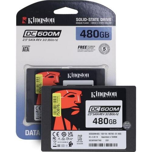 Твердотельный накопитель Kingston Enterprise SSD 480GB DC600M 2.5" SATA 3 R560/W470MB/s 3D TLC MTBF 2M 94 000/41 000 IOPS 876TBW (Mixed-Use) 3 years (SEDC600M/480G) - фото №6