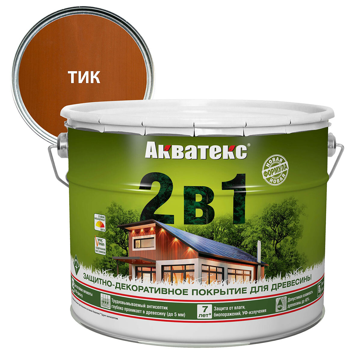 Защитно-декоративное покрытие Акватекс 2 в 1 для древесины алкидное полуматовое лессирующее тик 9л