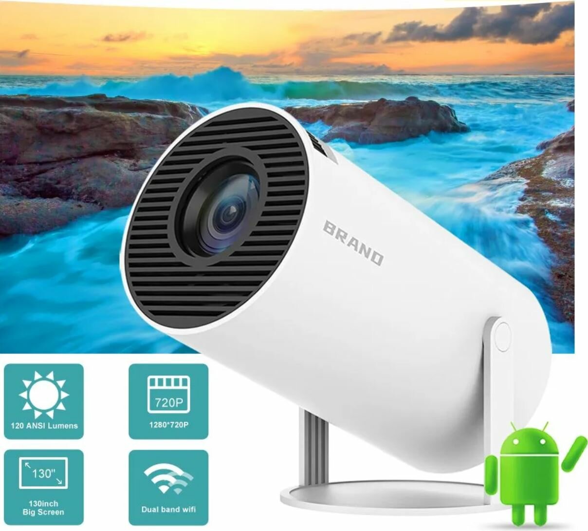 ThundeaL HY300 Android Wifi Умный Портативный 1280 720P Full HD Офисный домашний кинотеатр Видео мини-проектор, белый