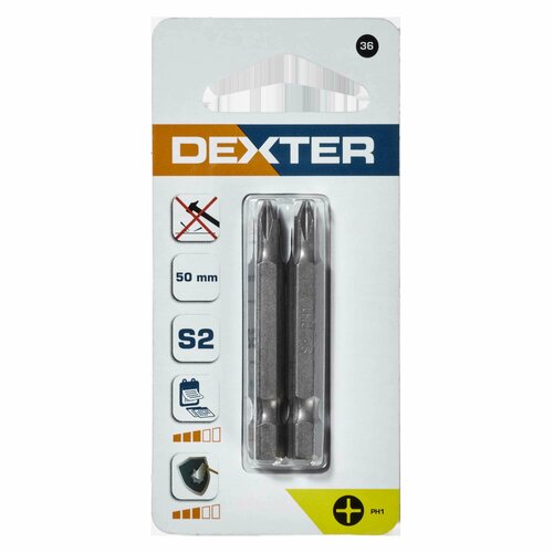 Бита крестовая Dexter XM36DT-3 PH1x50 мм, 2 шт.