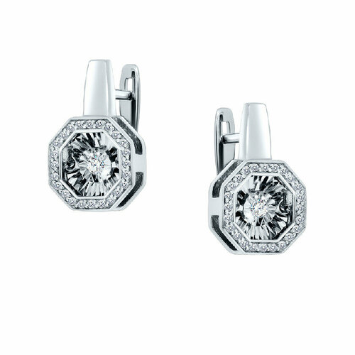 Серьги Костромской Алмазный Дом, белое золото, 585 проба, бриллиант, белый, золотой