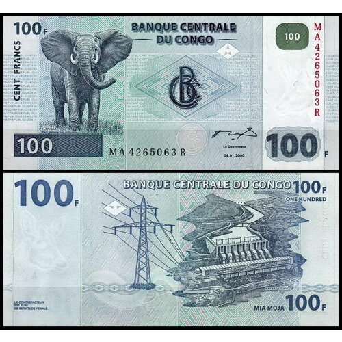 Конго 100 франков 2000 (UNC Pick 92) др конго 20 франков 2003 unc pick 94