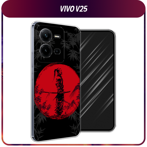 Силиконовый чехол на Vivo V25/V25e / Виво V25/V25e Самурай на красном фоне силиконовый чехол галлюциногенные смайлики на vivo v25 виво v25