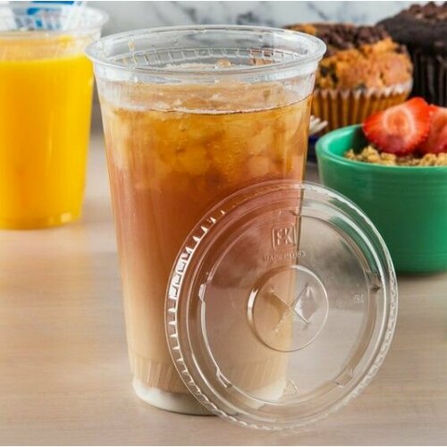 Крышка одноразовая плоская к стакану 450 мл прозрачный с прорезью 1000 штук