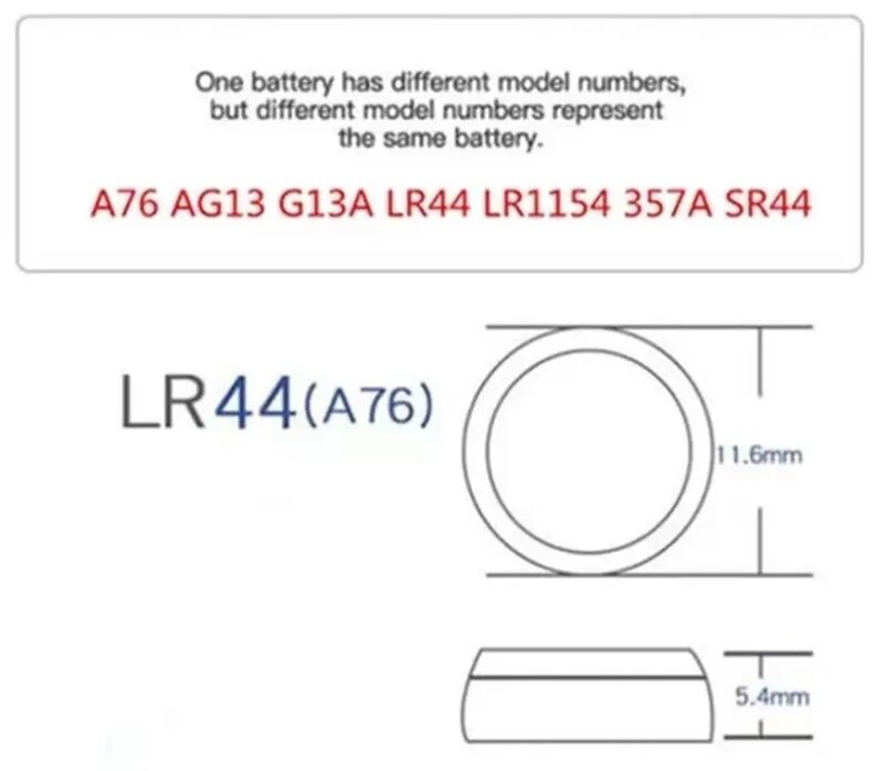 Батарейка алкалиновая AG13/LR44/LR1154/357. 1,5V, упаковка 10 штук