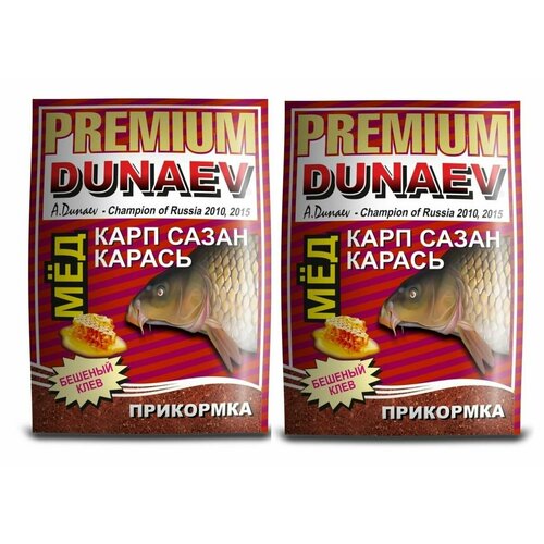 прикормка dunaev premium 1кг карась чеснок 2шт Прикормка DUNAEV-PREMIUM 1кг Карп-Сазан-Карась Мед красная 2шт