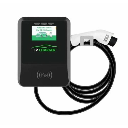 Настенная зарядная станция для электромобилей BKD влагозащита управление со смартфона через приложение сенсорный экран RFID-карта мощностью 7кВт ток 32A 1 фаза 220 Вт GBT RJ45 38990₽