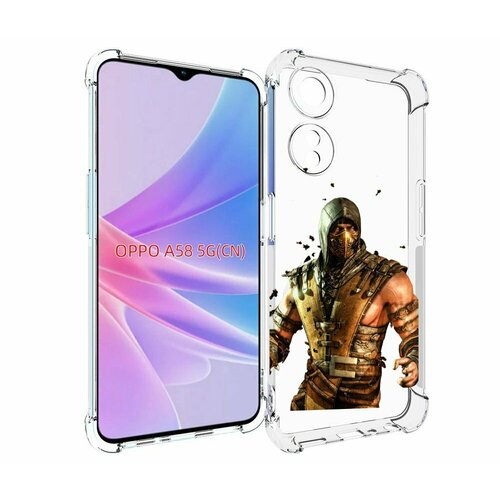 чехол mypads mortal kombat scorpion для oppo a57 5g 2022 задняя панель накладка бампер Чехол MyPads Mortal Kombat scorpion для OPPO A58 задняя-панель-накладка-бампер