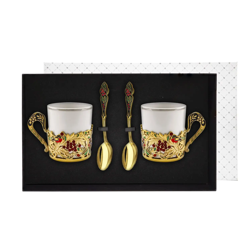 Чайный набор Красная рябина с позолотой и эмалью 40520₽