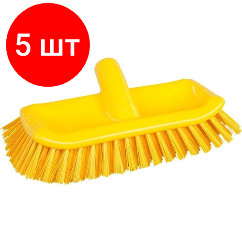 Комплект 5 штук, Щетка скраб д/плинтусов разноуровневая FBK, 285х130мм желтая 20155-4