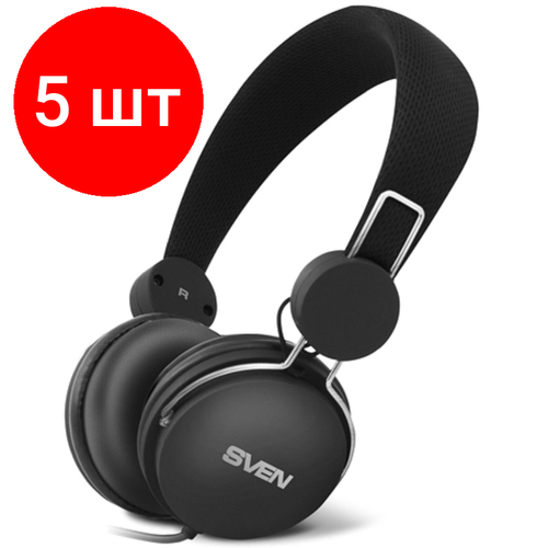 Комплект 5 штук Наушники SVEN AP-320M черный мультимедийные с микрофоном 5779₽