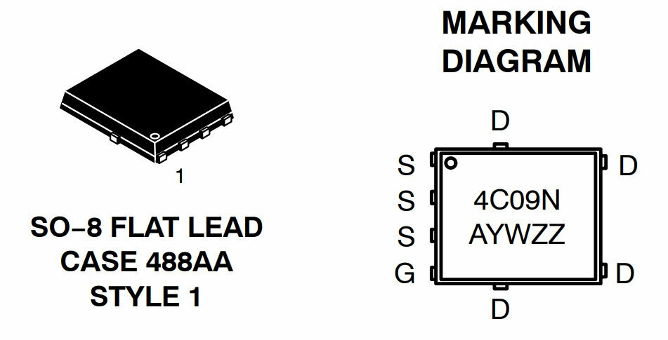 Микросхема NTMFS4C09NBT1G N-Channel MOSFET 30V 52A SO-8FL Bulk