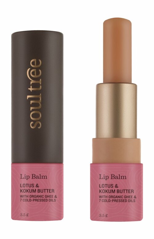 SOULTREE Lotus & Kokum Butter Lip Balm Бальзам для губ с лотосом и маслом кокума, 3,5 г