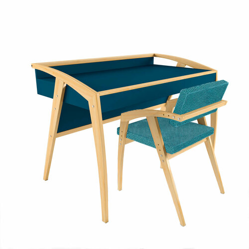 Комплект письменный стол и стул Бруно бризголубой велюр 26540₽