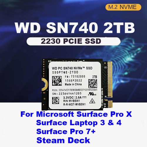 2 ТБ SSD диск M2 2230 NVME Western Digital PC SN740 совместимый для steam deck 1639900₽