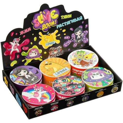 Набор слаймов макси Slime boom Трендовый микс 250 мл 6 видов с наполнит шоу-бокс 2898₽