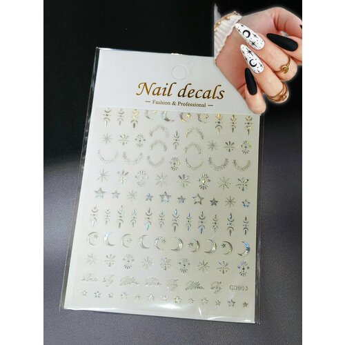 Наклейки 3D/фольгированные водные наклейки для дизайна ногтей полумесяц to2857