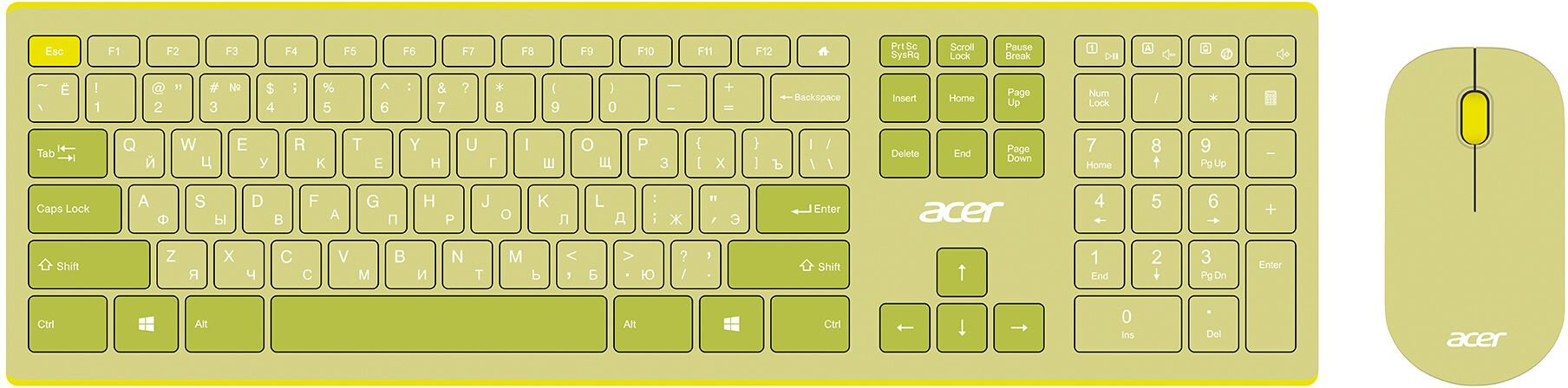 Комплект клавиатура+мышь Acer OCC205 зеленый/зеленый (zl. accee.00e)