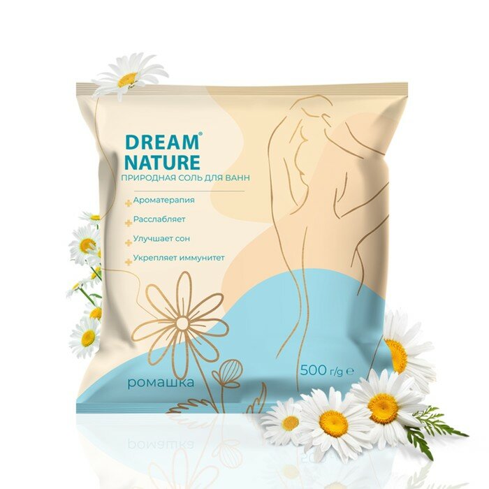 Соль для ванн с пеной Dream Nature ромашка, 500 г