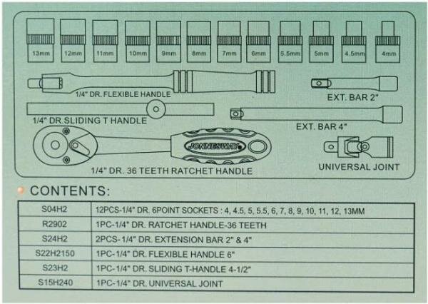 Набор инструментов Jonnesway S04H2118S 18шт