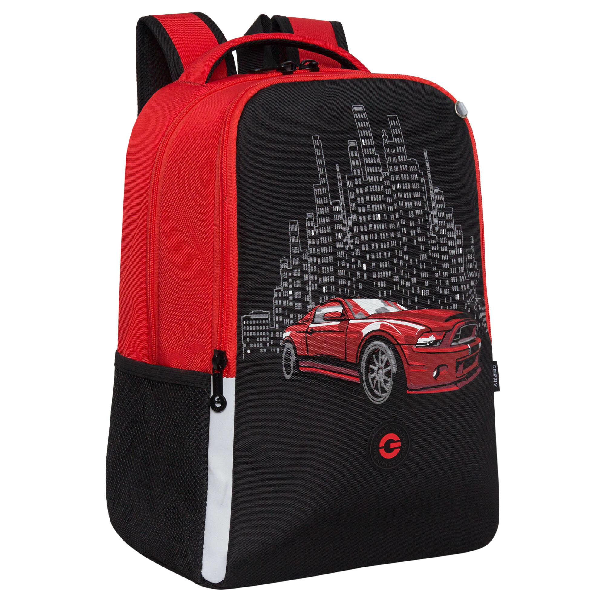 фото Рюкзак школьный GRIZZLY легкий с жесткой спинкой, двумя отделениями, для мальчика RB-451-8/1