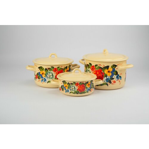 Набор кастрюль эмаль 1,45/2,3/4,3 л. 