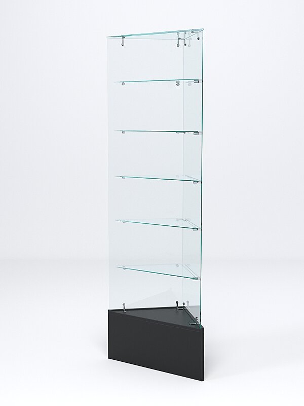 Витрина стеклянная "истра" угловая №609-У трехгранная (без дверок, бока - стекло), Черный 45 x 45 x 180 см