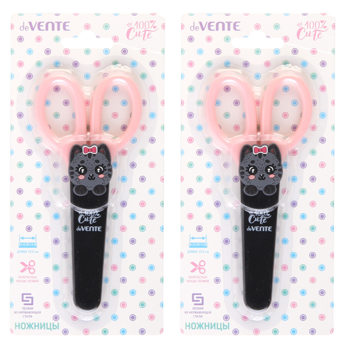 Ножницы детские de VENTE Сute Cat, пластиковые кольца, защитный футляр, 13,5 см, 2 шт ножницы для кутикулы cute cute закругленные широкие