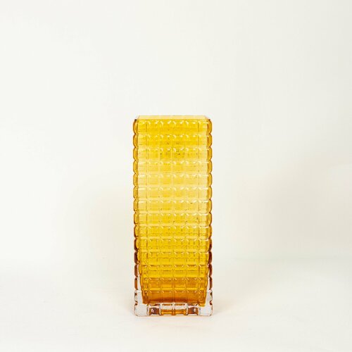 Ваза квадратная янтарная 25 см / Ваза для интерьера, для декора