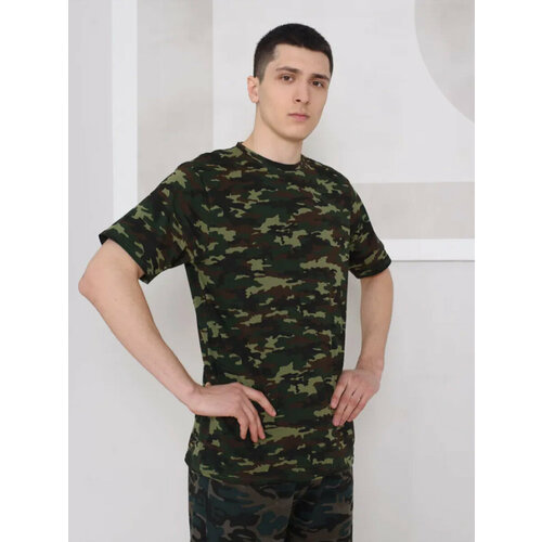 фото Футболка футболка камуфляж, милитари, армейская, военная, мужская, размер 56, зеленый