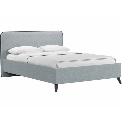 Миа кровать 140 Bravo grey (серый) / кант Лайт 10 Велюр (коричневый)