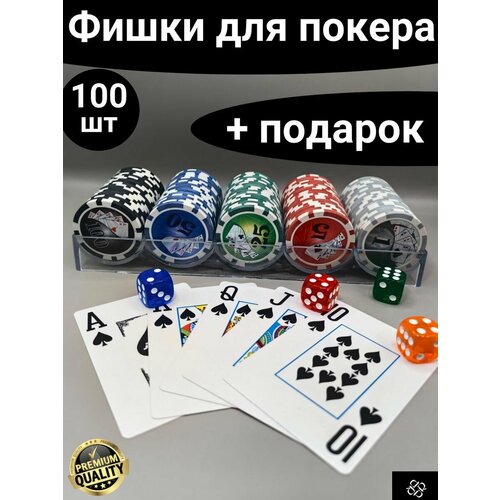 Набор тяжелых фишек с номиналом, 100 штук