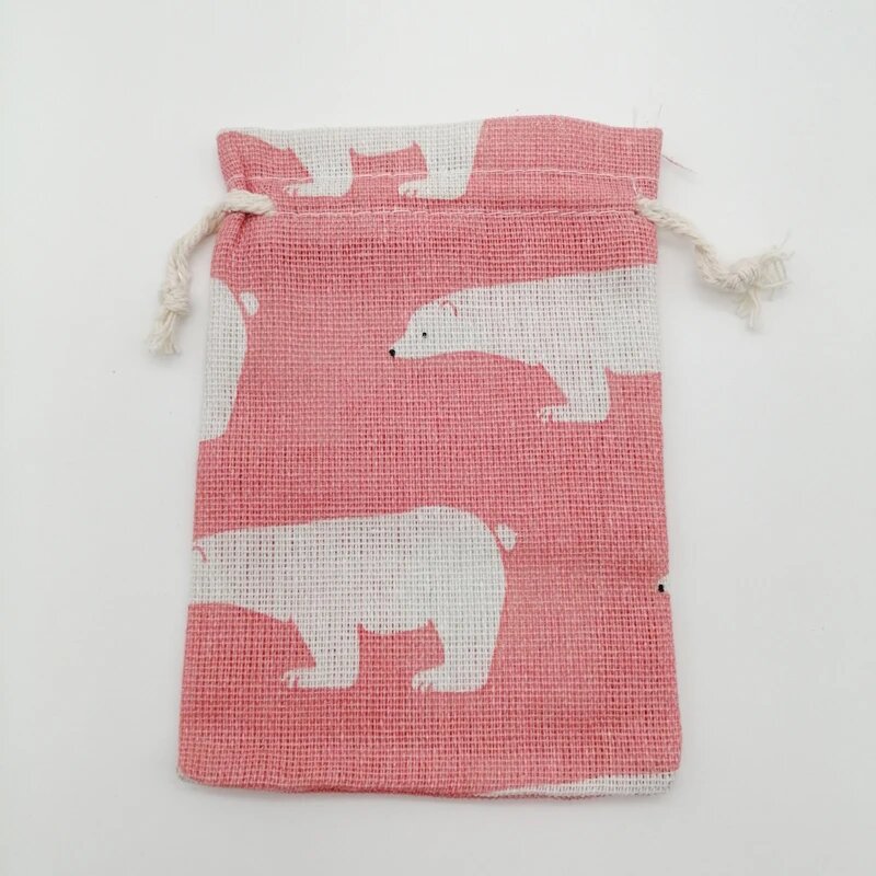 10 шт. Хлопковые сумки Ruiday для ювелирных изделий Розовый, Pink Bear