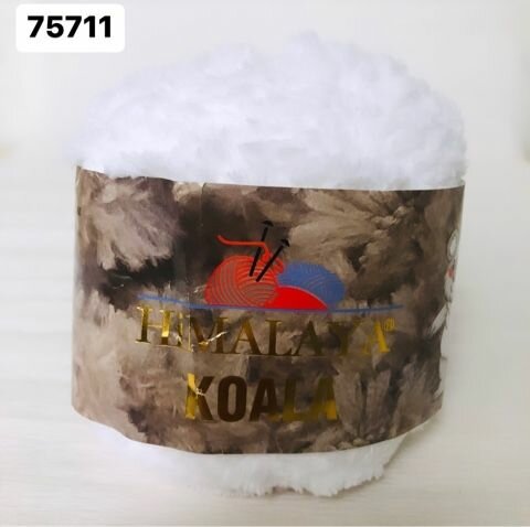 Пряжа меховая Himalaya Koala/Хималая Коала 1 шт Белый N 75711 100 гр/100 м 100% Микрополиэстер. Пряжа меховая для пледов игрушек сумок одежды и интерьерных аксессуаров.