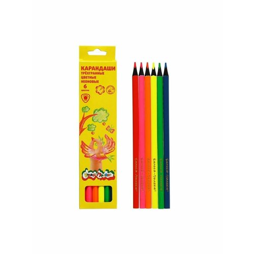 карандаши цветные 6 цветов каляка маляка 3гр неоновые ктнкм06 Карандаши Neon, 6 цветов,Каляка-Маляка