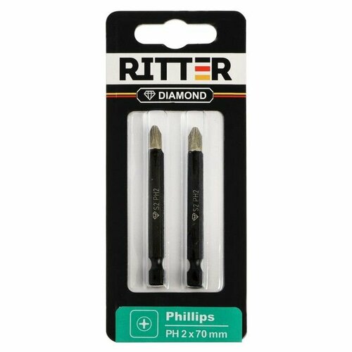 Бита Ritter Diamond PS20112075 PH2 х 70 мм магнитная алмазное покрытие сталь S2 2 шт 780₽