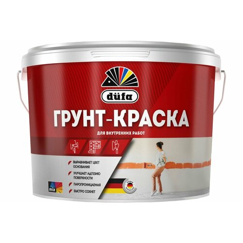 Dufa грунт-краска 9л МП00-008175 dufa retail вд краска superweiss plus база 1 10л мп00 004745