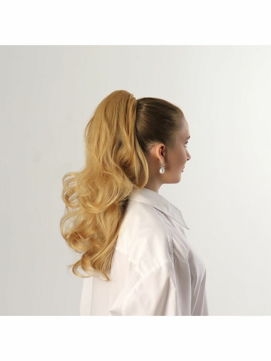 Хвост накладной, волнистый волос на крабе, 40 см, цвет блонд