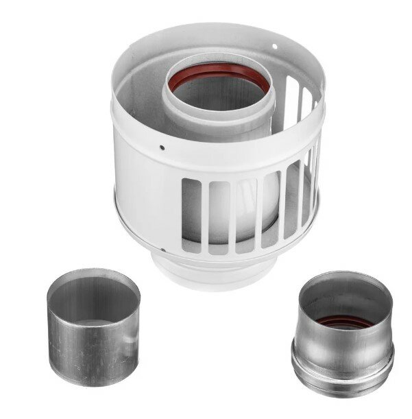 фото Адаптер дымохода стартовый с 60 на 80 с внутренним воздухозабором