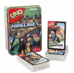 Настольная карточная игра UNO "Майнкрафт" (Minecraft) в жестяной коробочке
