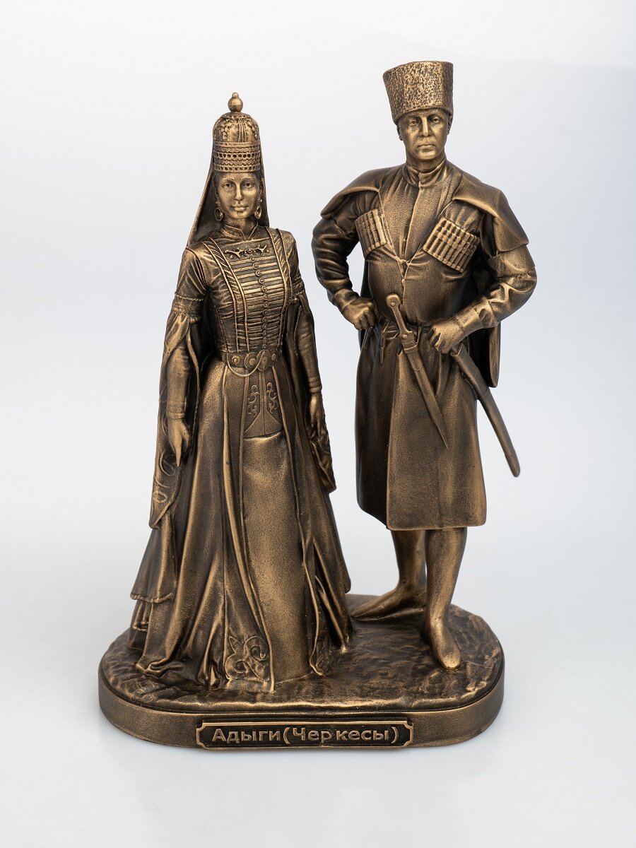 Статуэтка Адыги (Черкесы), высота 21 см, литьевой мрамор, цвет Патина Бронза — фото 1