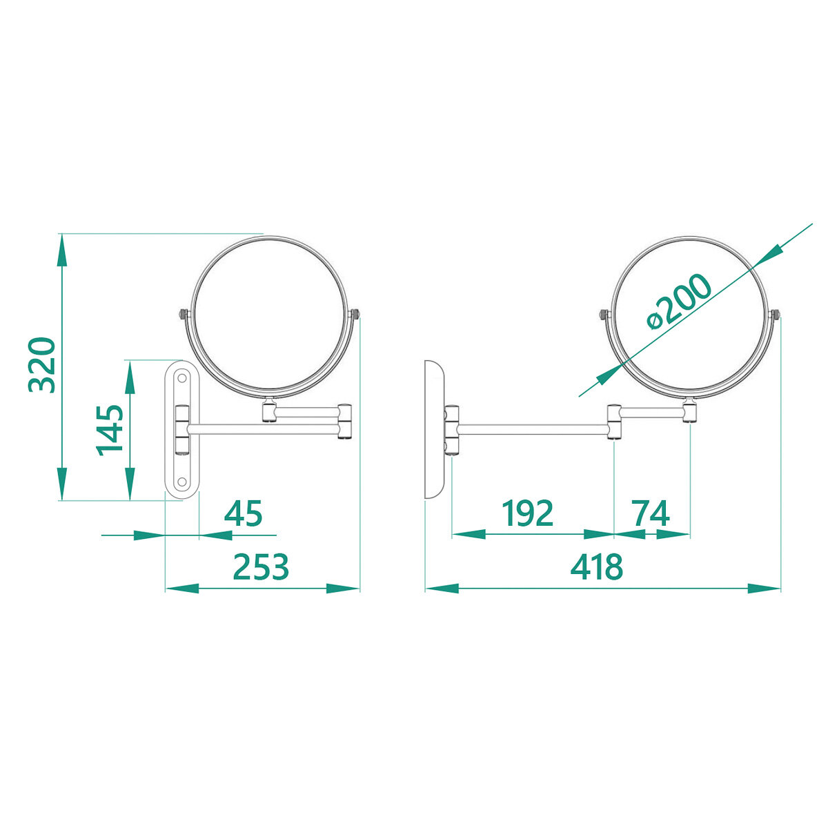 Настенное косметическое зеркало с увеличением 1X/5X LaiM 20301 (chrome)