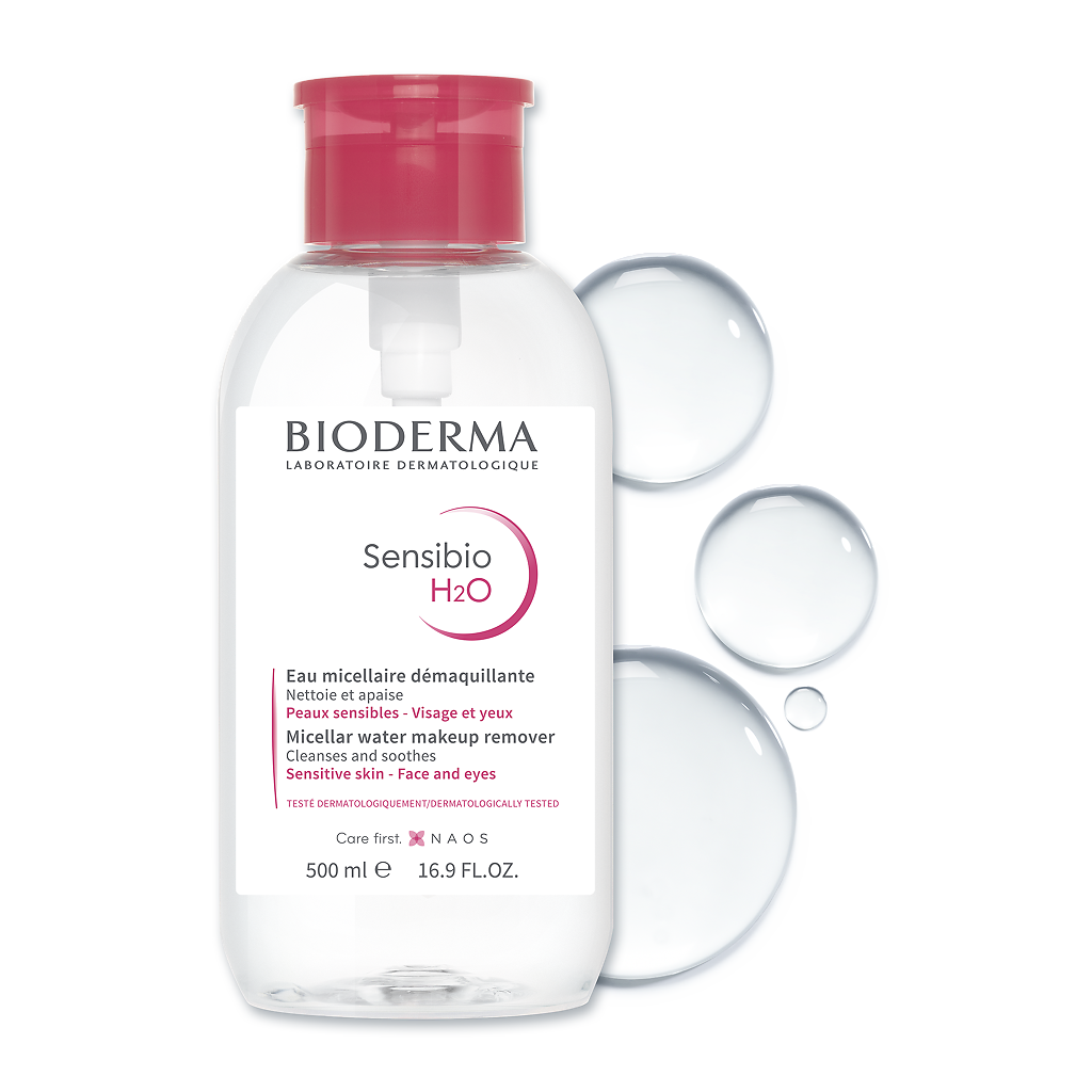 Биодерма для снятия макияжа с глаз Bioderma мицеллярная вода Sensibio H2O (флакон-помпа), 500 мл, 500 г - купить в 
