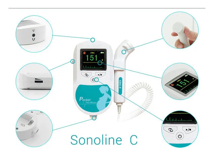 Фетальные Допплеры CONTEC Baby Sound C1 Фетальный допплер 2/3/8 МГц, soundC blue 8M