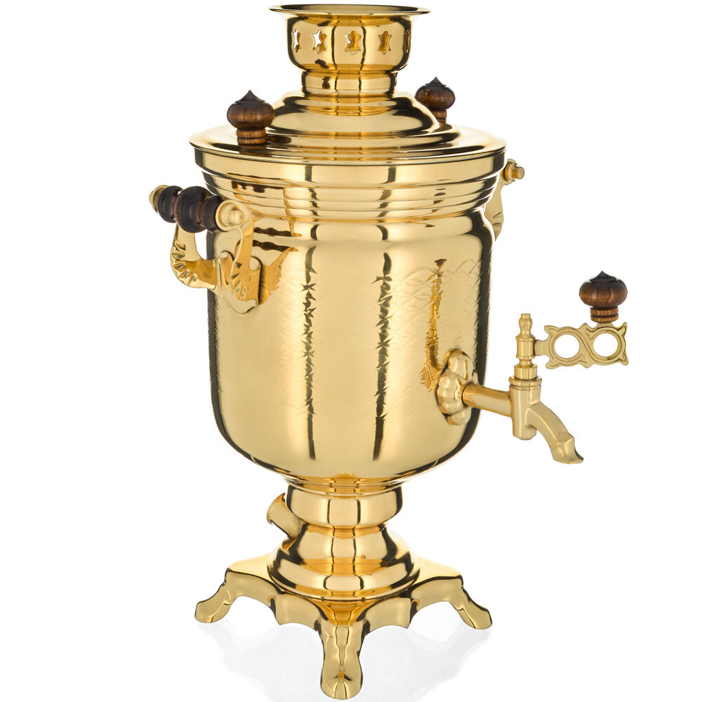 Самовар электрический 3 литра золотой формы «Банка», покрытие лаком, категория «Люкс»