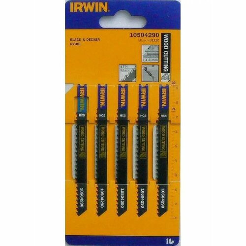 Пилка для лобзика по дереву Irwin U111C 10504290 быстрый рез 5 шт 750₽