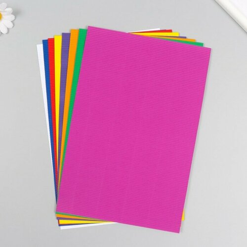 Гофрированная цветная бумага Цветное ассорти А4 (набор 8 листов) 8цв, плотность 80 гр/м2 (комплект из 6 шт) гофрированная цветная бумага цветное ассорти а4 набор 8 листов 8цв плотность 80 гр м2