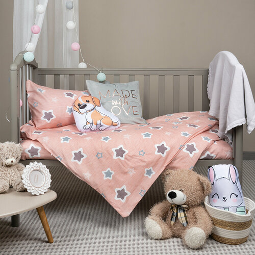 Комплект постельного белья Детский в кроватку Galtex Звездочки персиковый