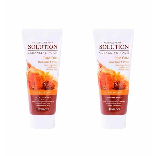 Deoproce Natural Perfect Solution Cleansing Foam Black Sugar & Honey Пенка-скраб для лица, 170 мл, 3 штуки. deoproce пенка скраб на основе бурого сахара natural perfect solution 170 мл